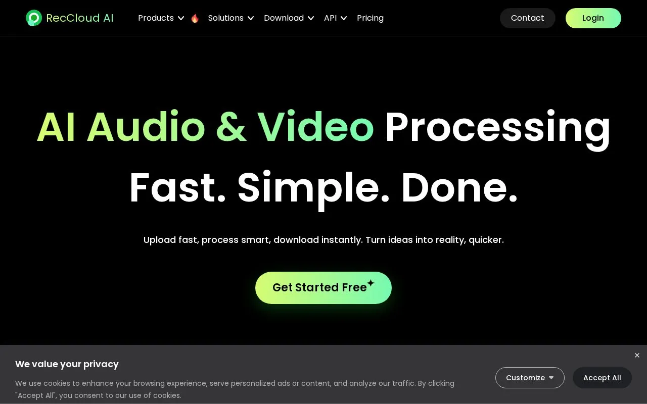 RecCloud homepage screenshot