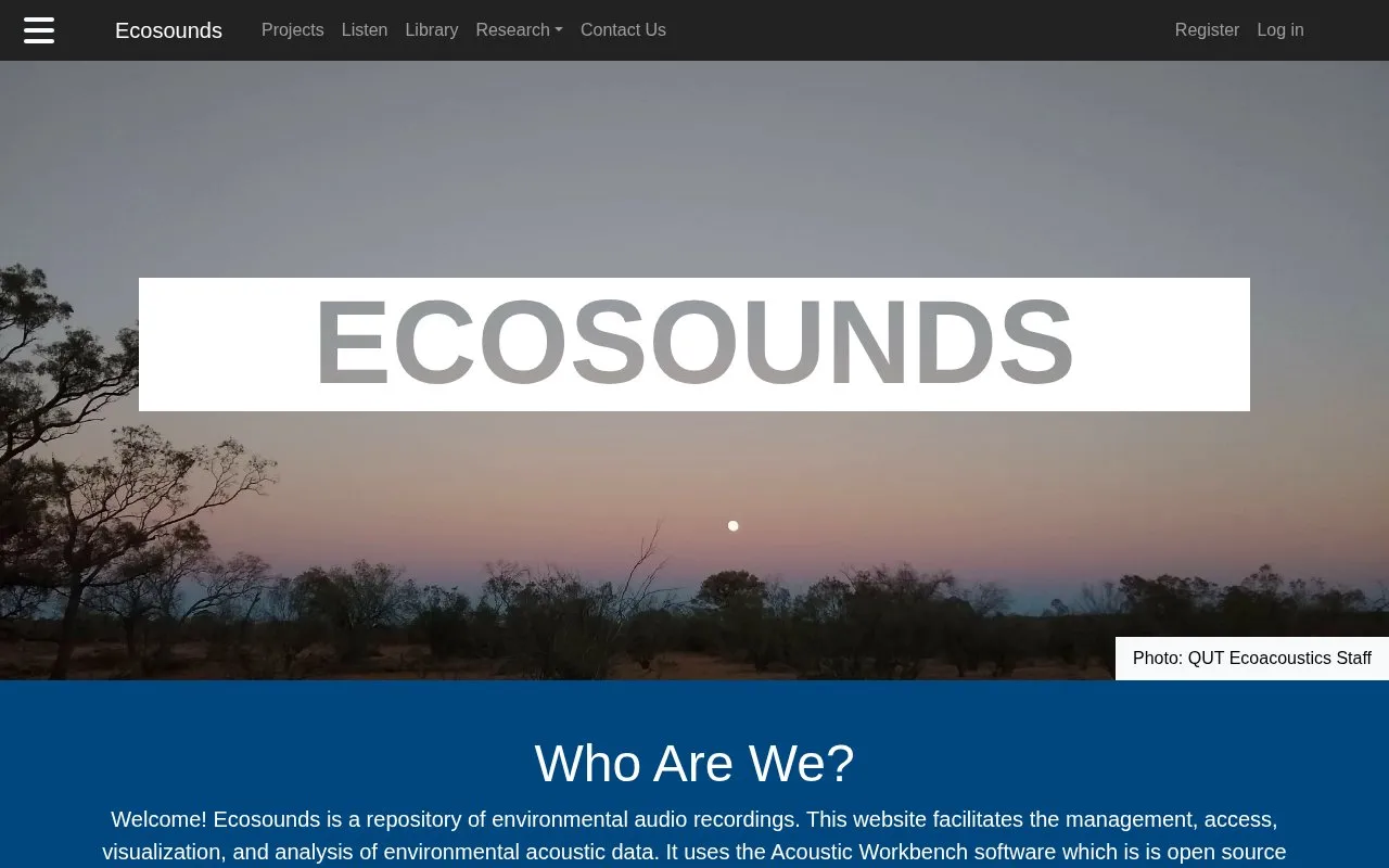Ecosounds homepage screenshot