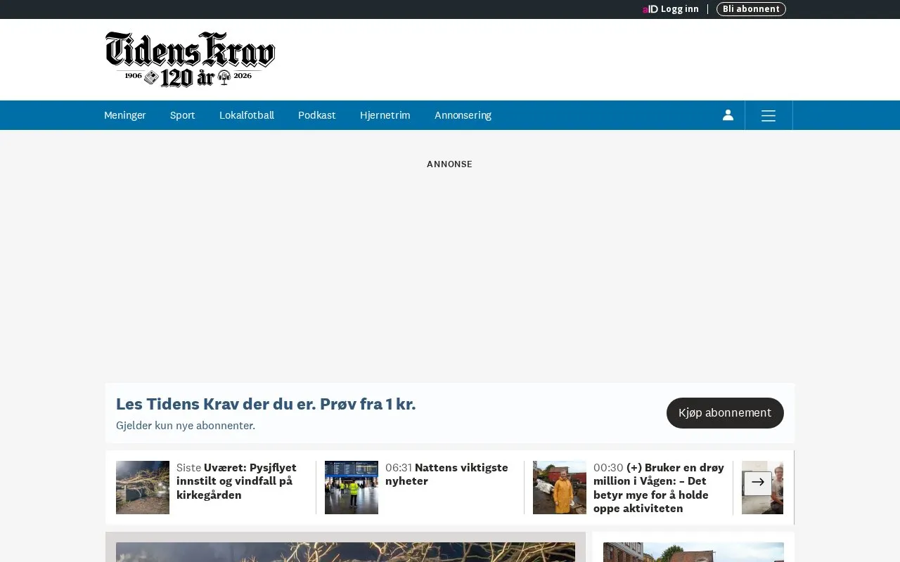 Tidens Krav homepage screenshot