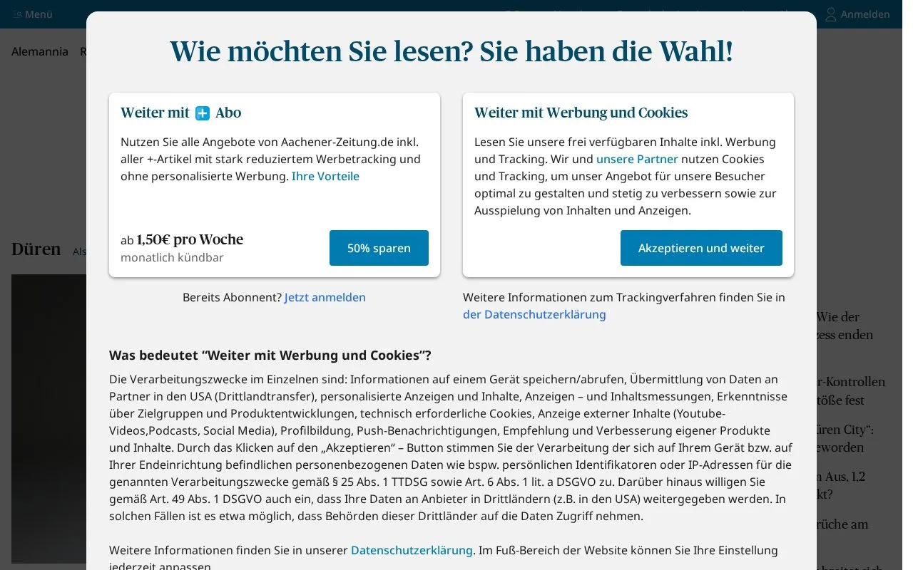 Dürener Zeitung homepage screenshot