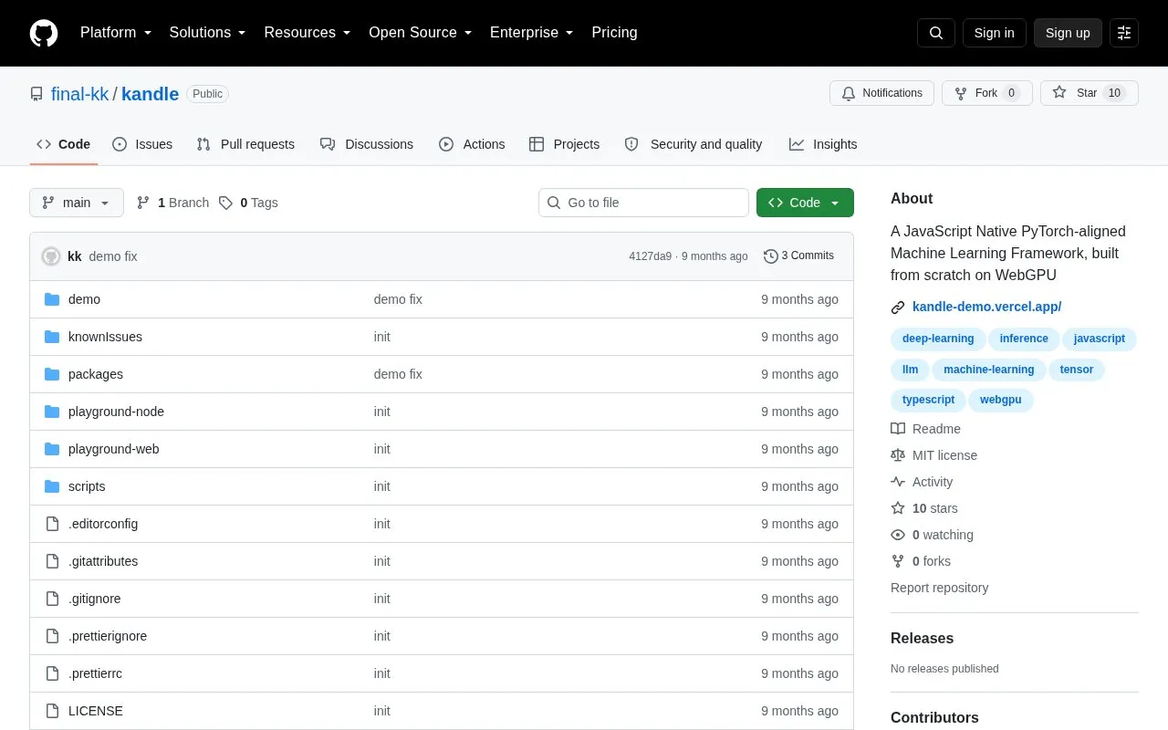 Kandle homepage screenshot