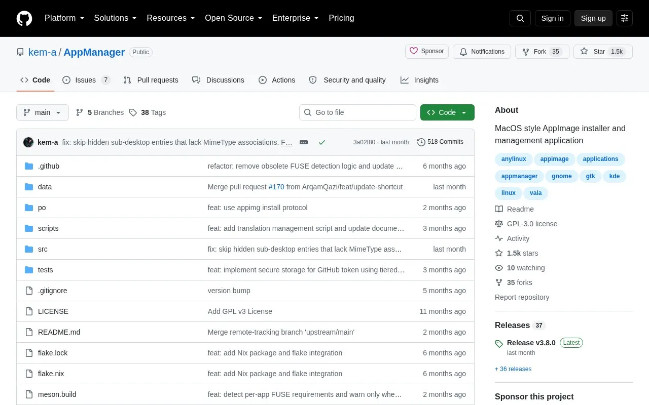 AppManager homepage screenshot