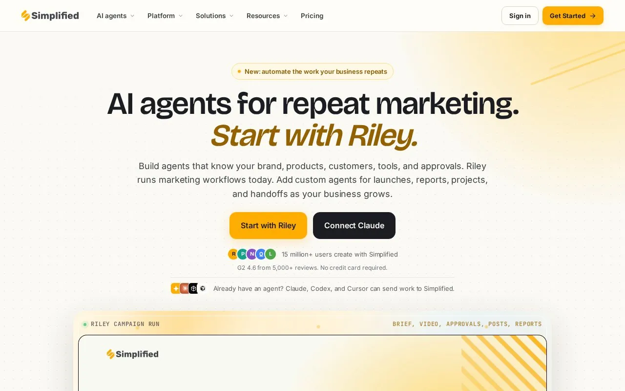 Simplified homepage screenshot