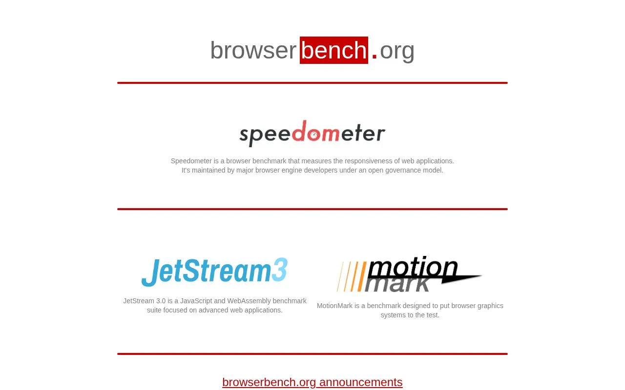 BrowserBench homepage screenshot