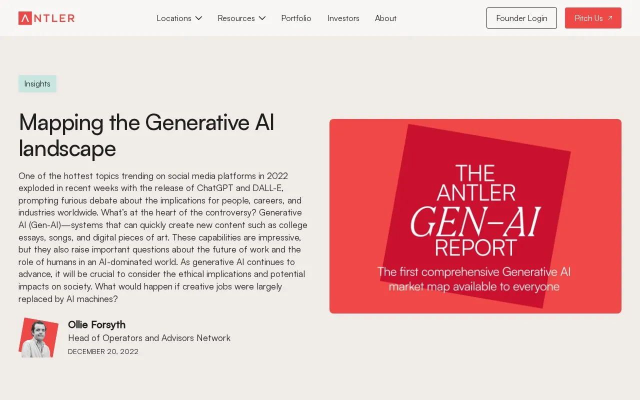 Mapping the Generative AI landscape Antler homepage screenshot