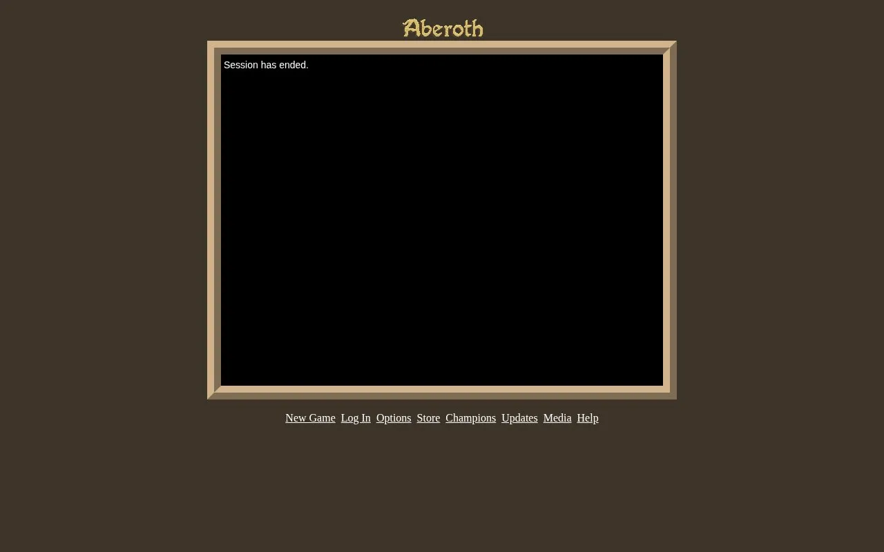 Aberoth homepage screenshot