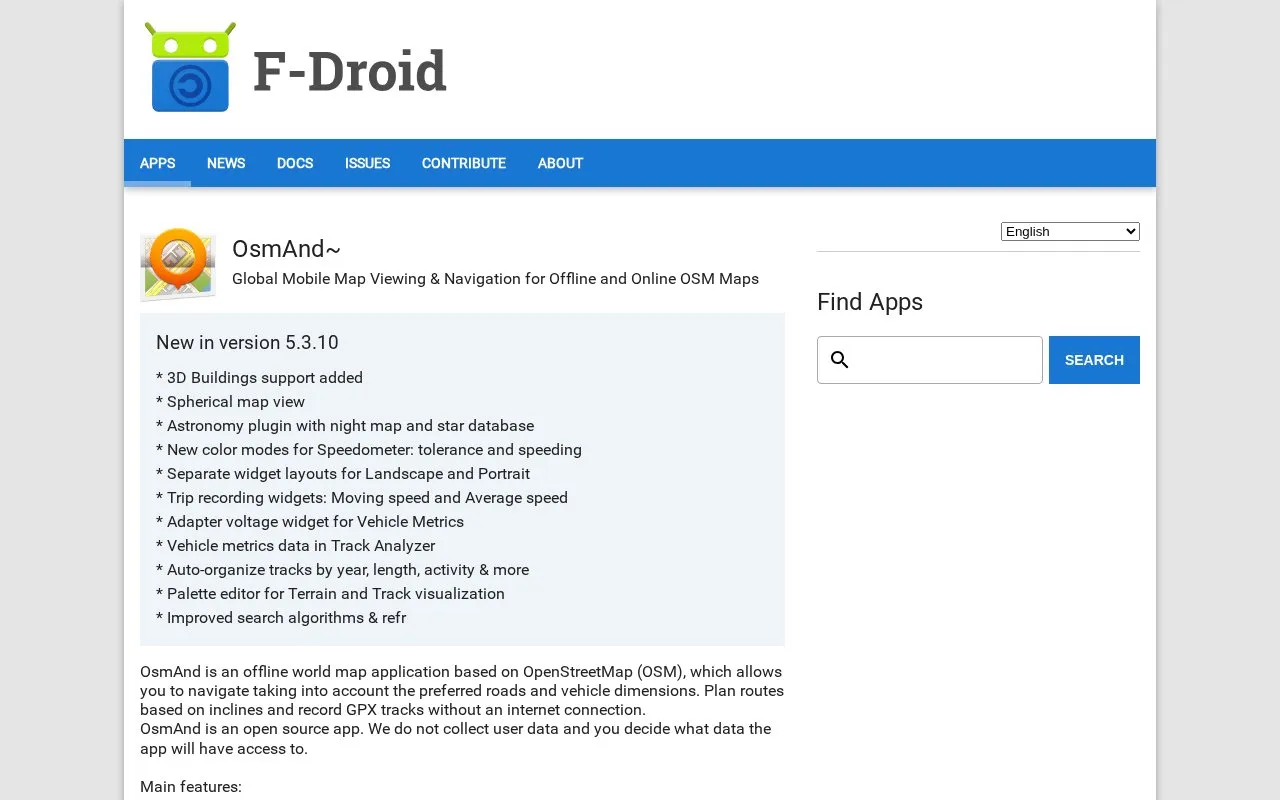 OsmAnd homepage screenshot