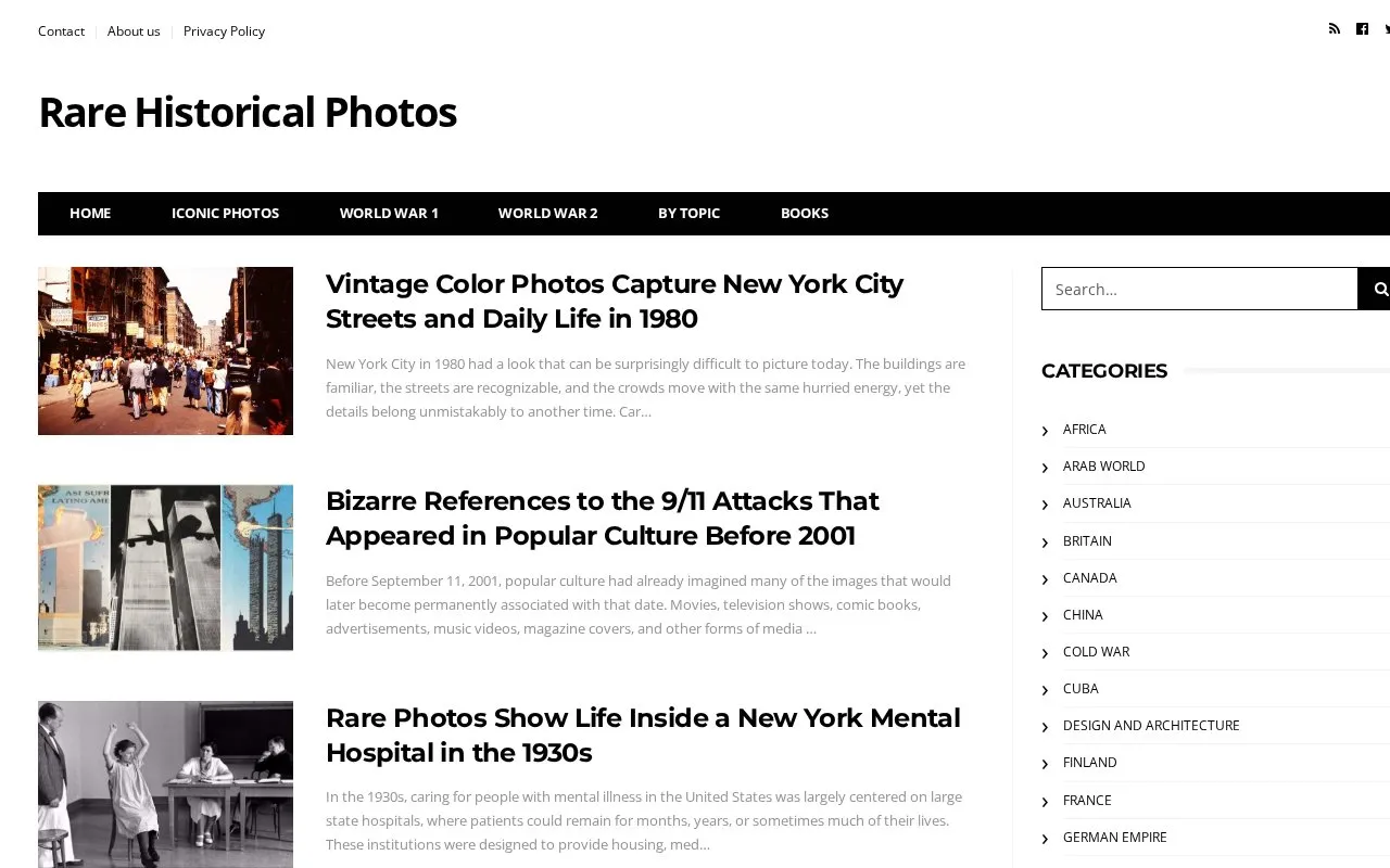 RareHistoricalPhotos homepage screenshot
