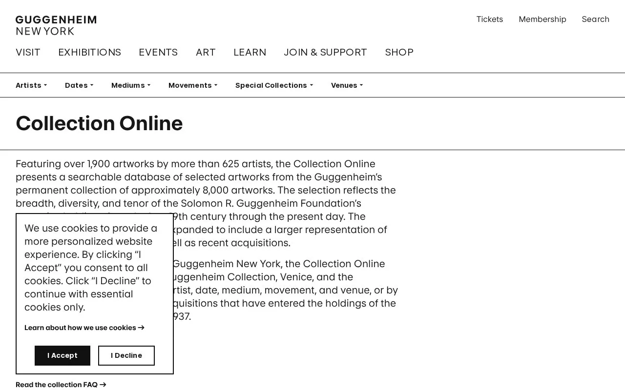 Guggenheim homepage screenshot