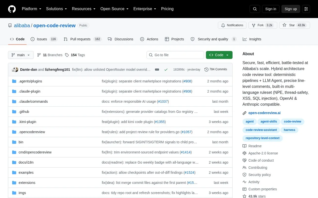 OpenCodeReview homepage screenshot