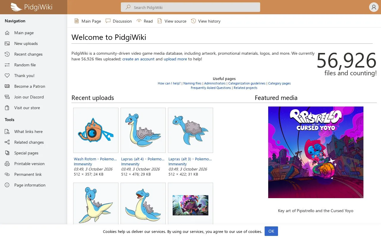 PidgiWiki homepage screenshot