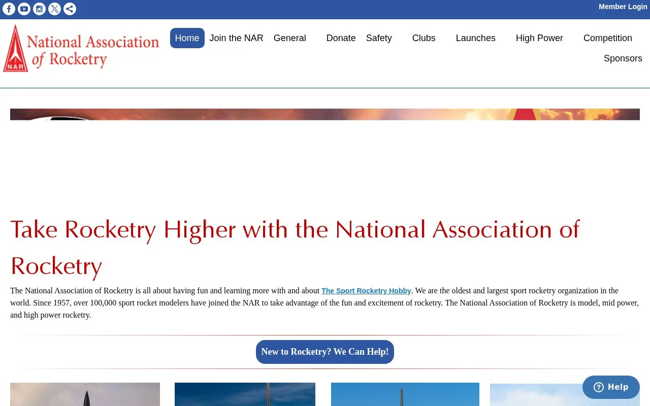 NAR homepage screenshot