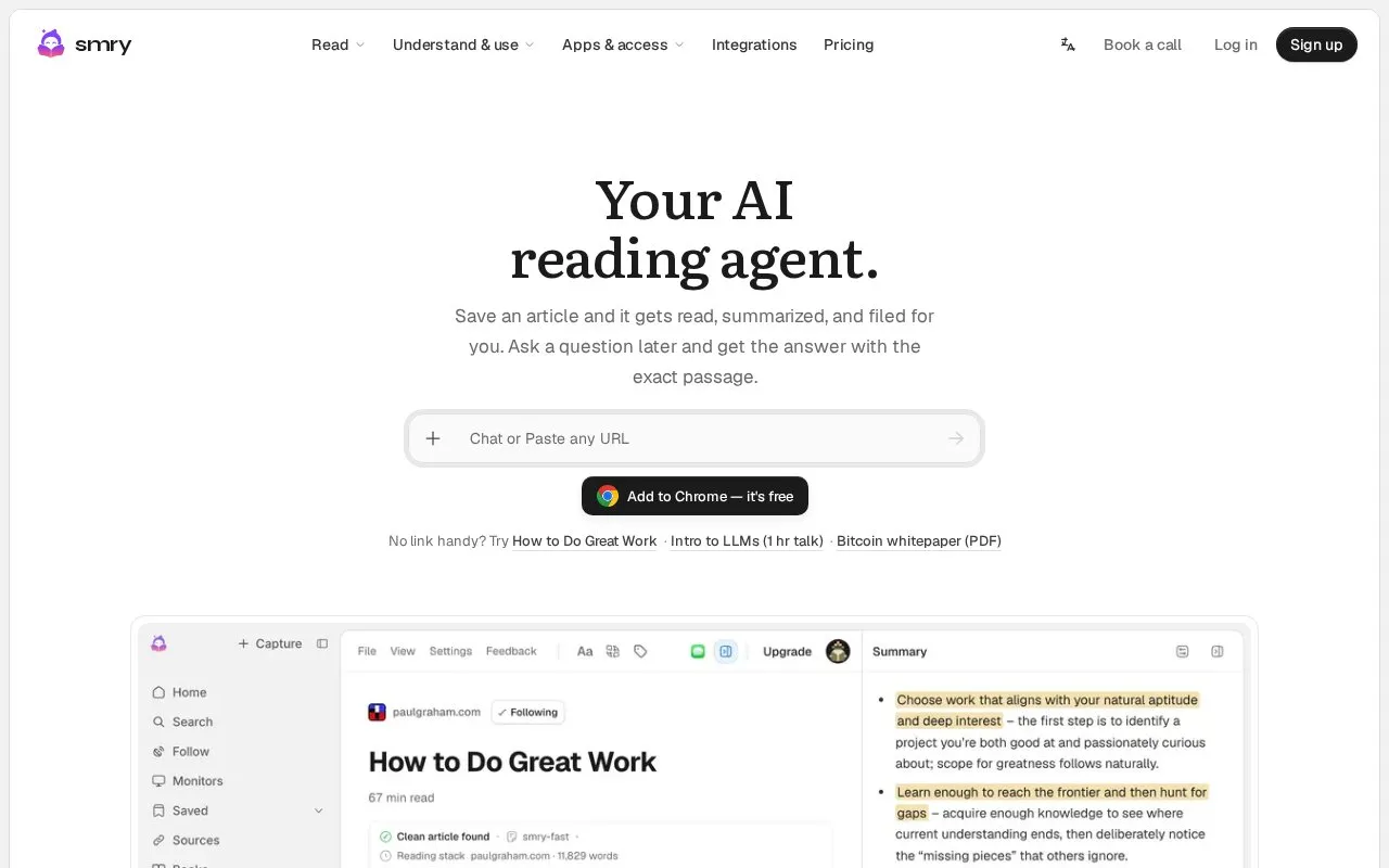 smry: homepage screenshot