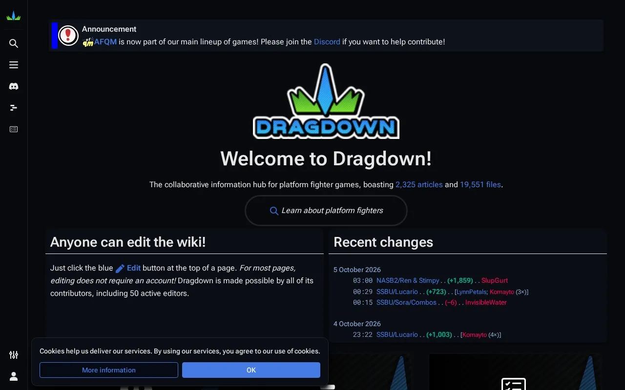 DragonDown homepage screenshot