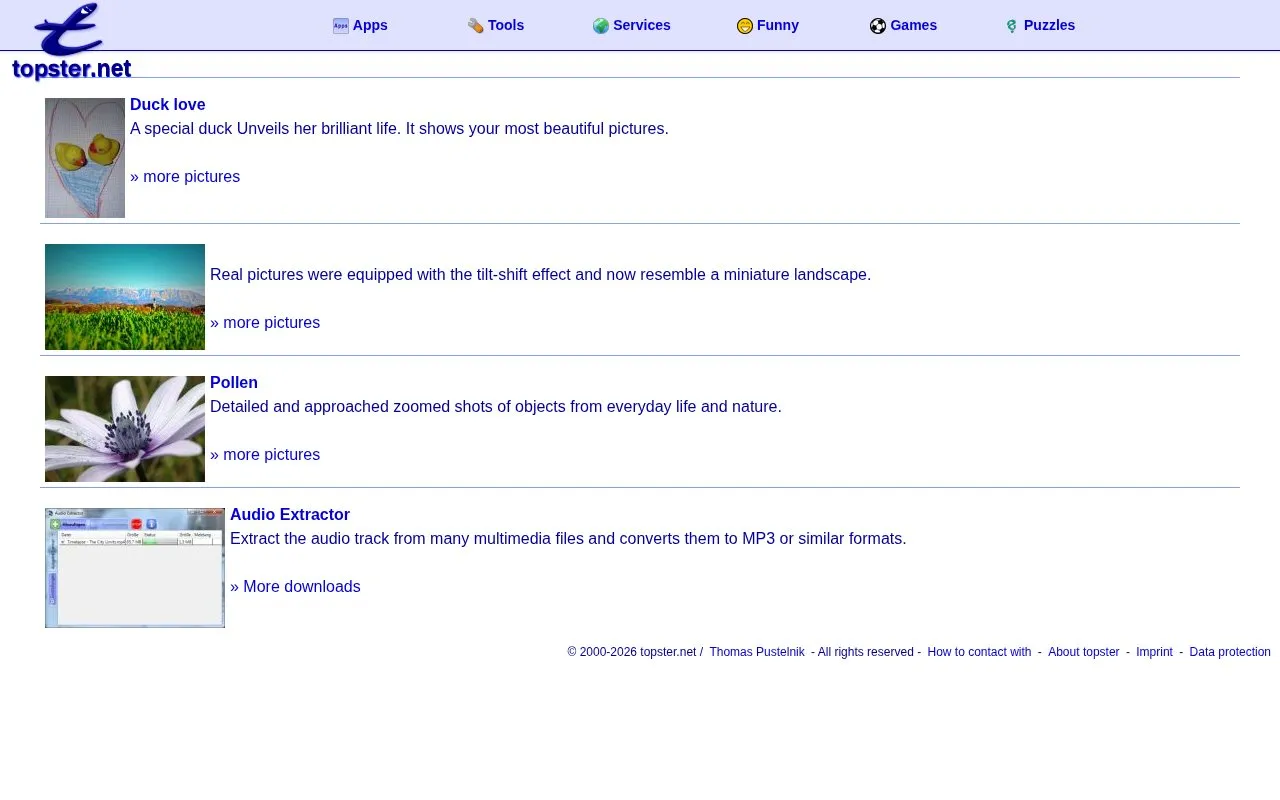 topster homepage screenshot