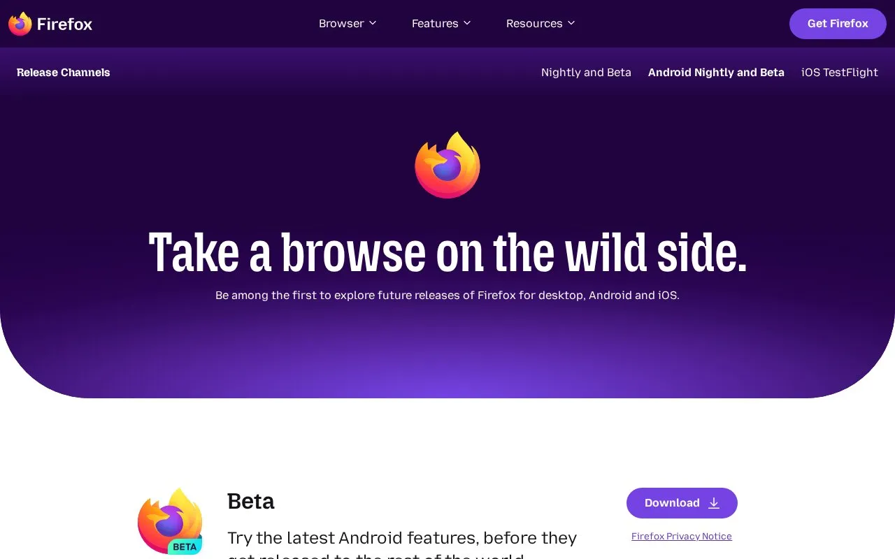 Nightly homepage screenshot