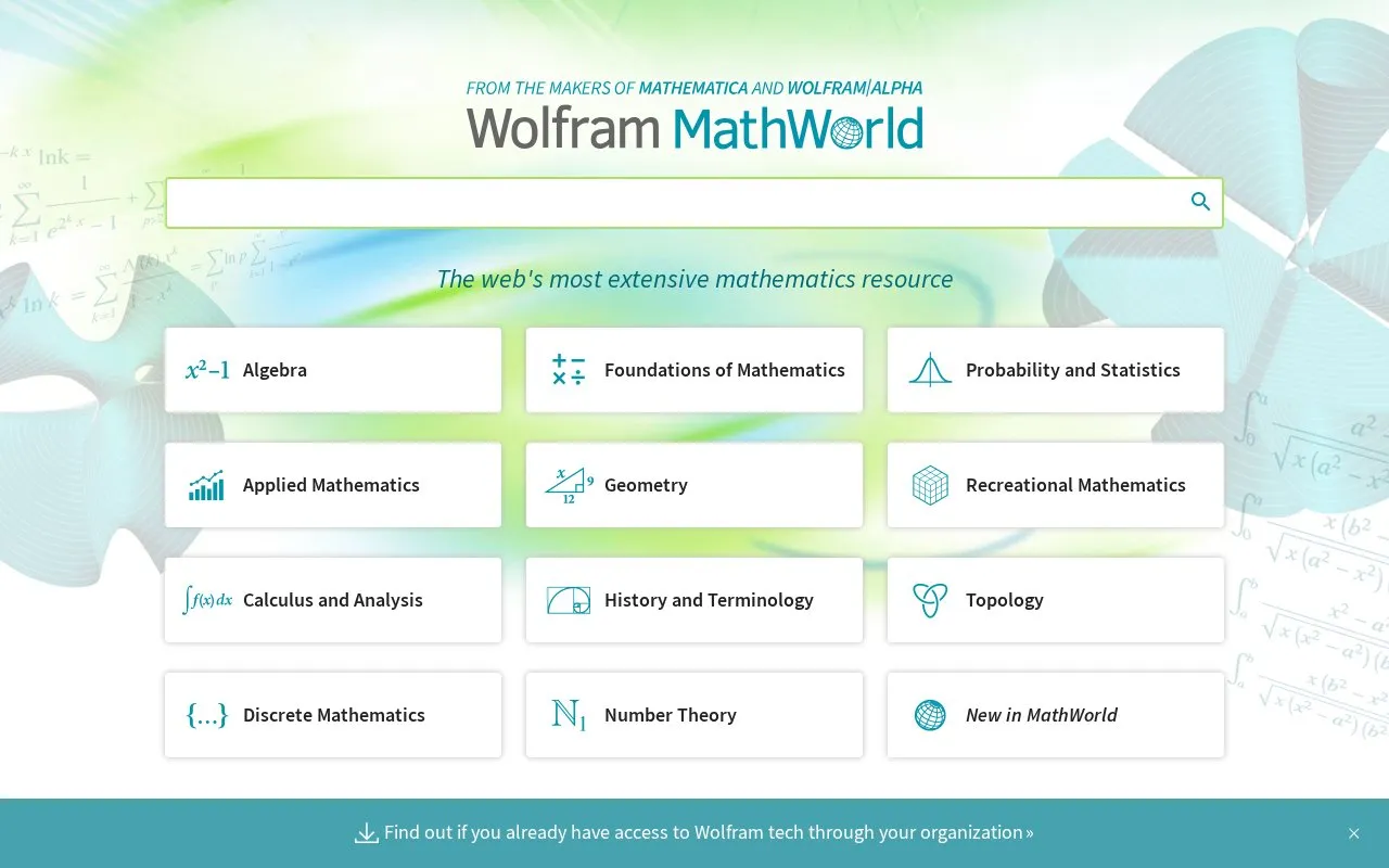 Wolfram MathWorld homepage screenshot