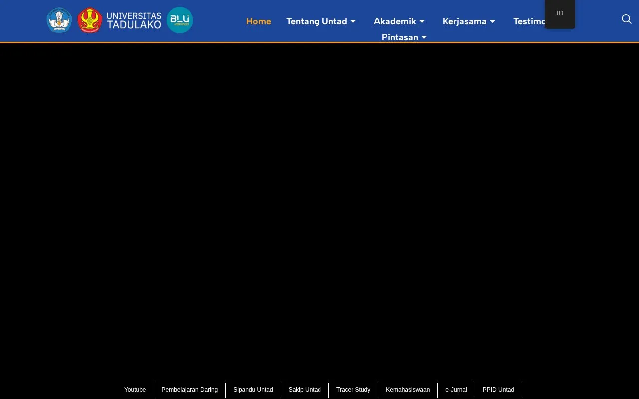 Tadulako University homepage screenshot