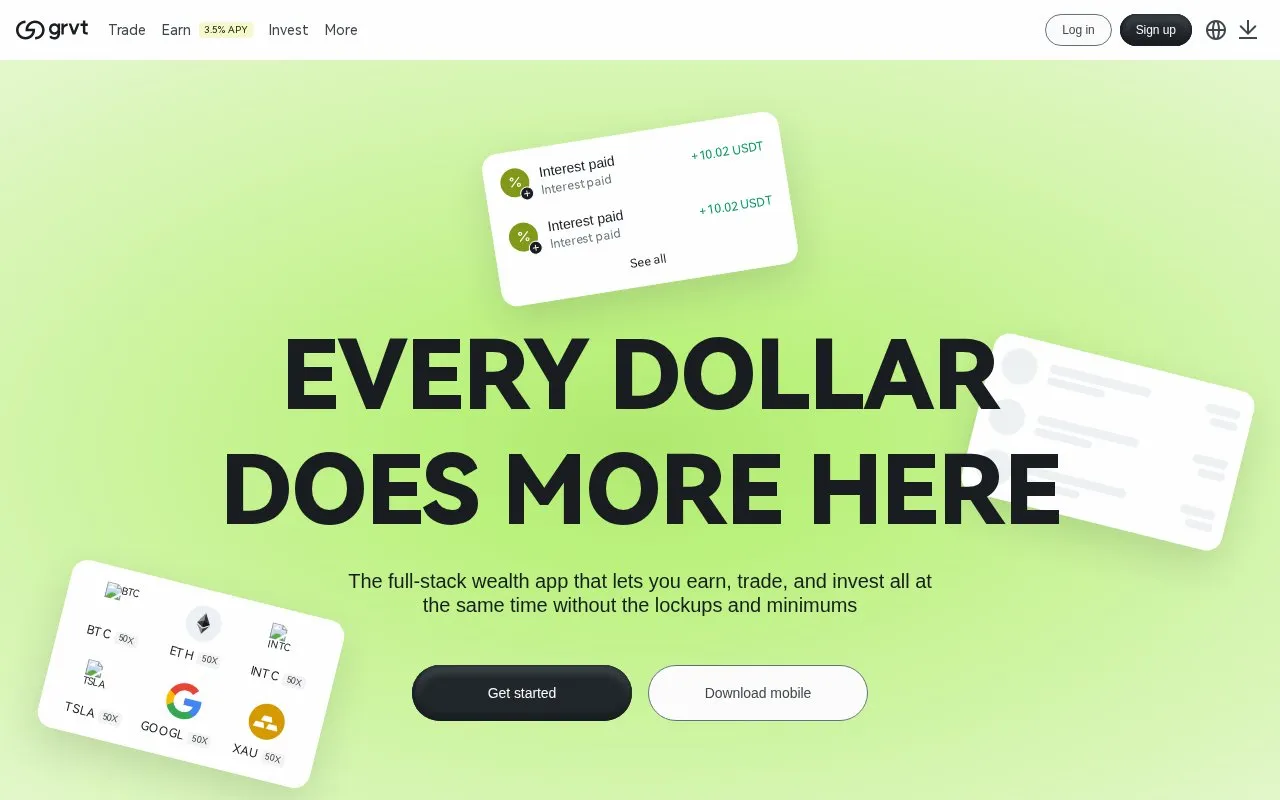 Grvt Bridge homepage screenshot