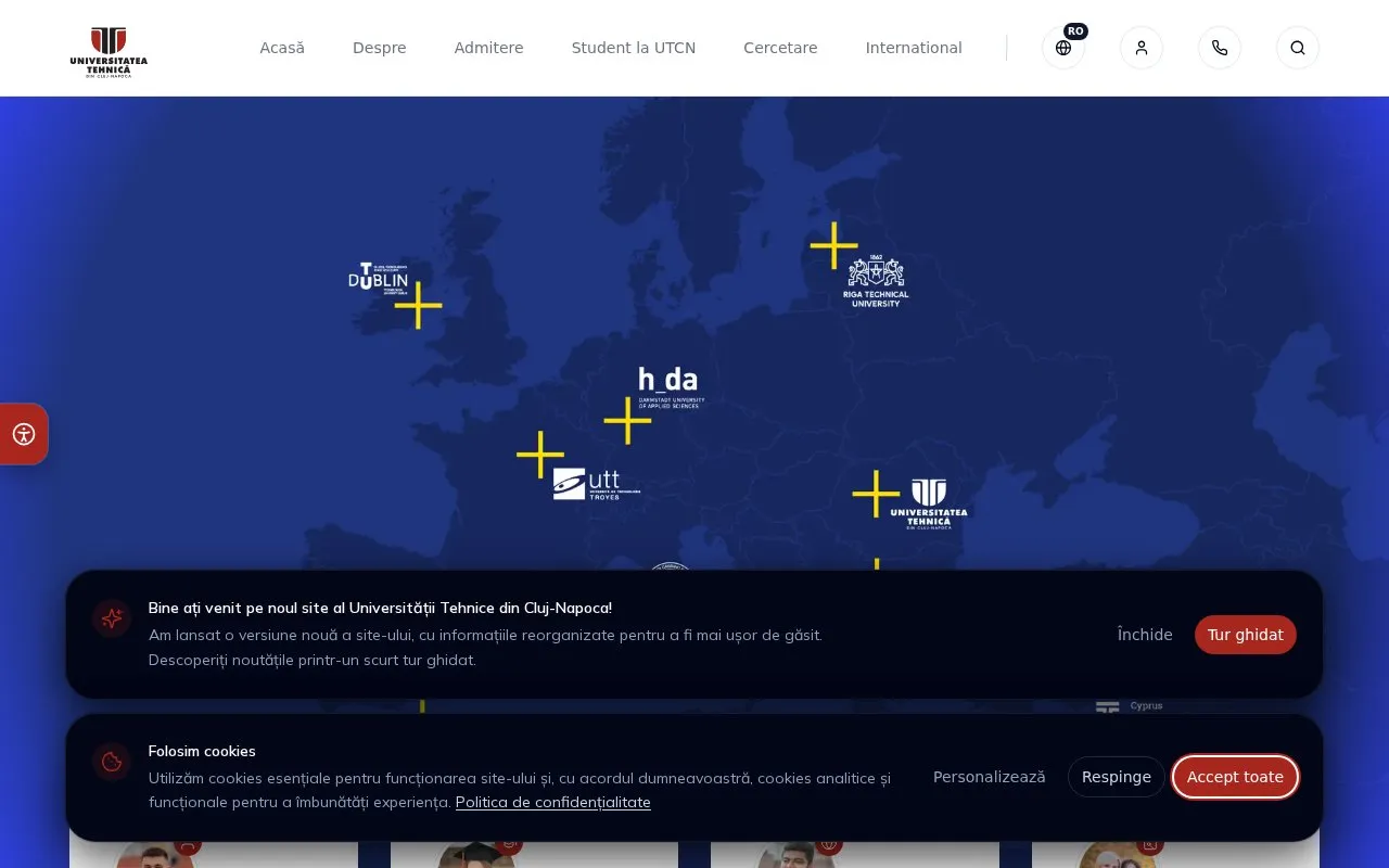 Technical University of Cluj-Napoca homepage screenshot