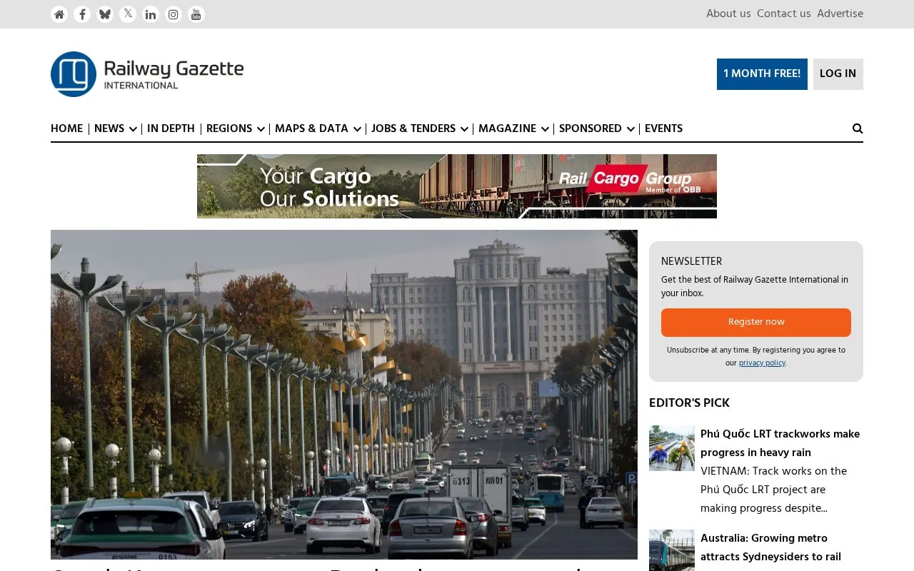 Railway Gazette International homepage screenshot