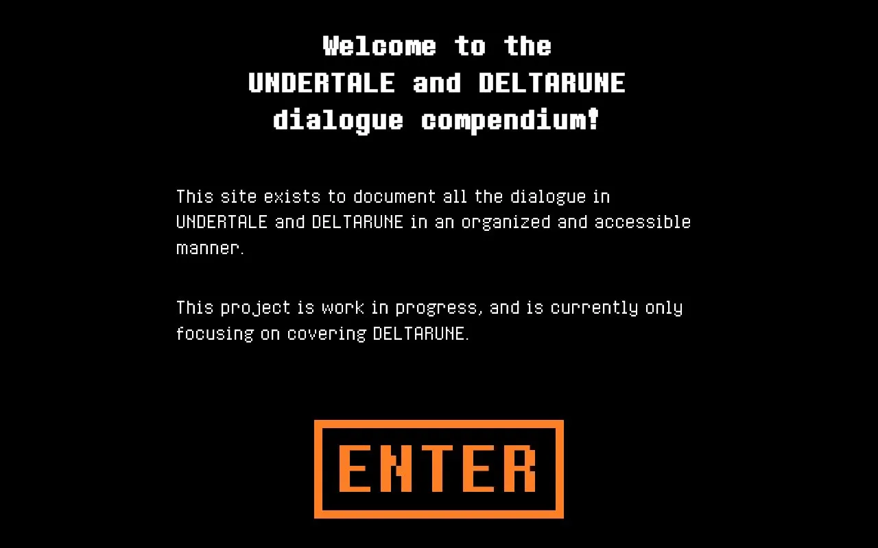 UTDR Dialogue Compendium homepage screenshot