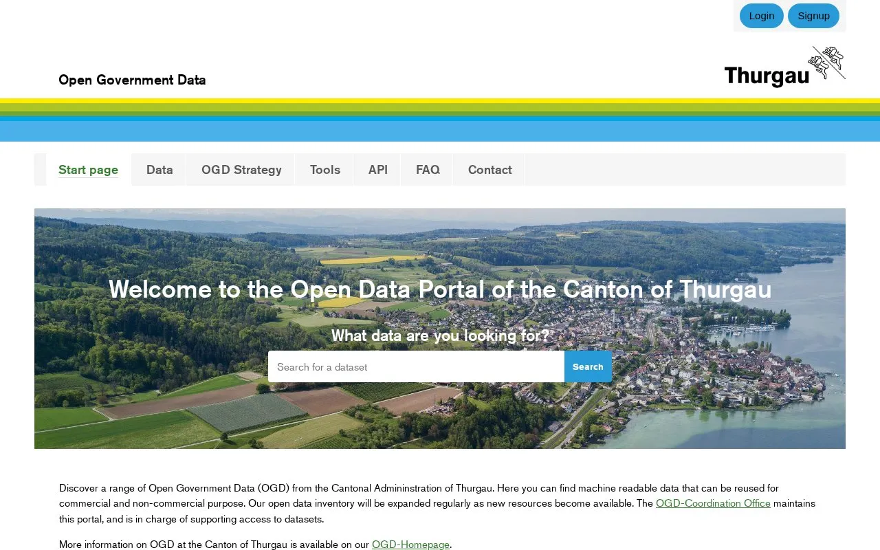 Datenkatalog Kanton Thurgau homepage screenshot
