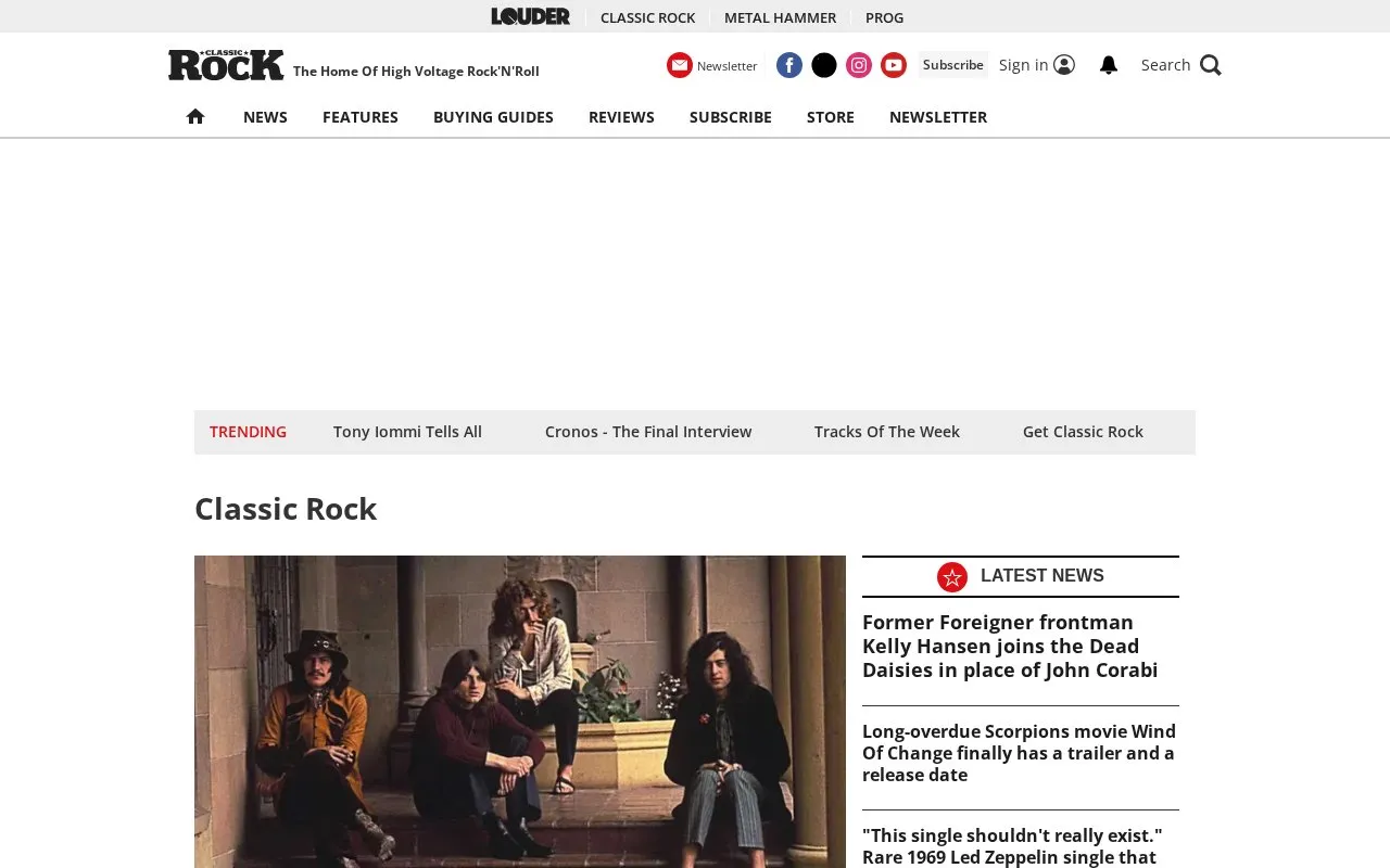 Classic Rock homepage screenshot