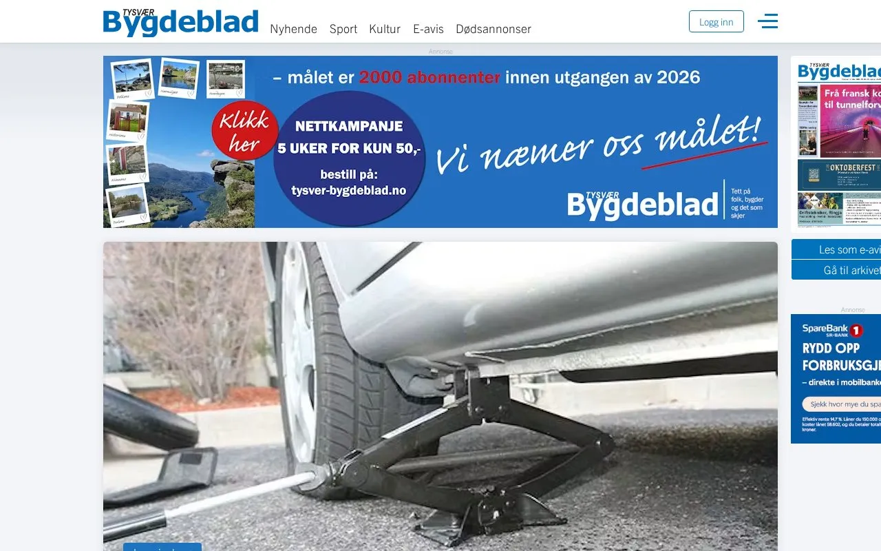 Tysvær Bygdeblad homepage screenshot