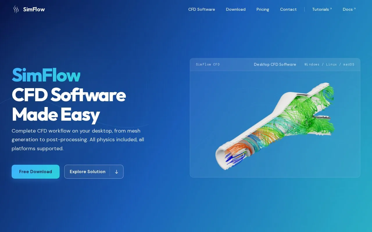 Sim Flow homepage screenshot