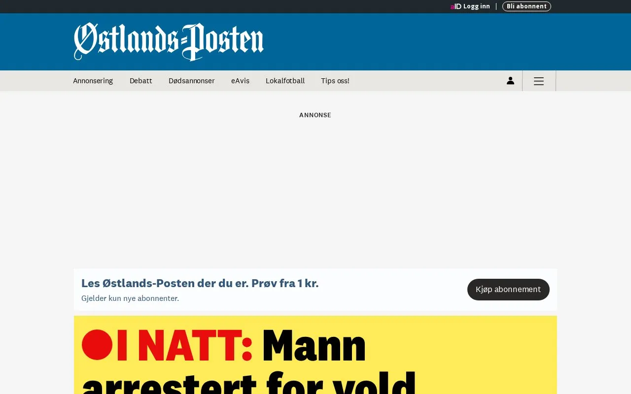 Østlands-Posten homepage screenshot