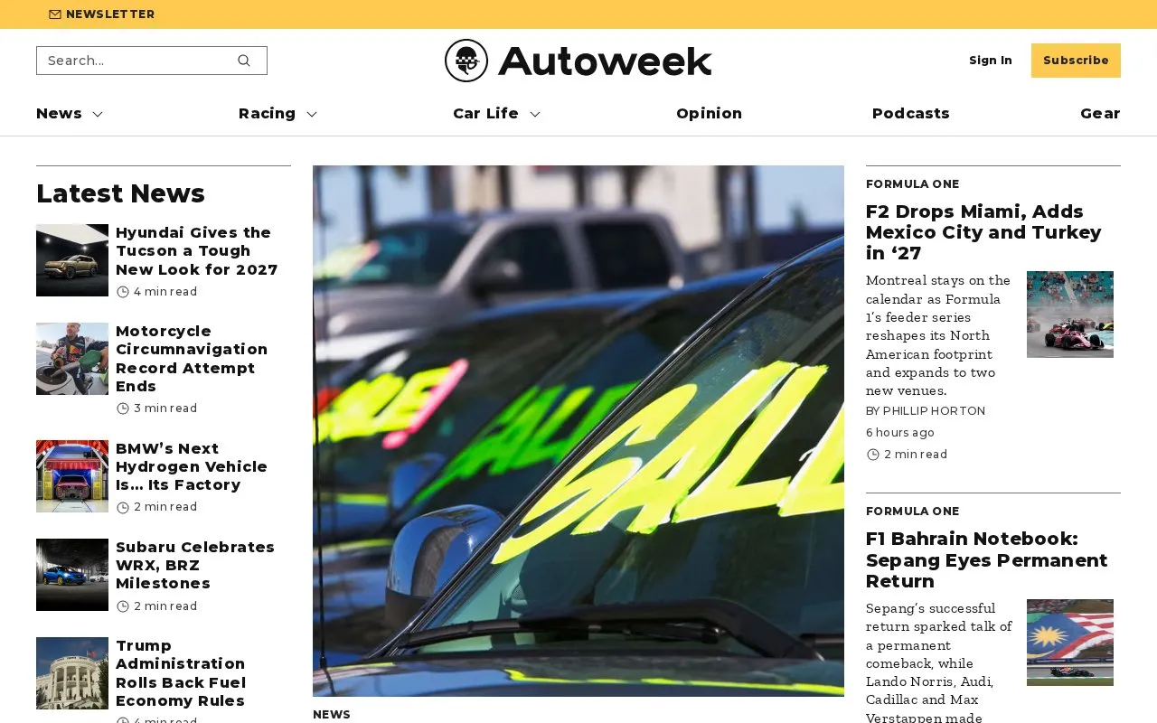 Autoweek homepage screenshot