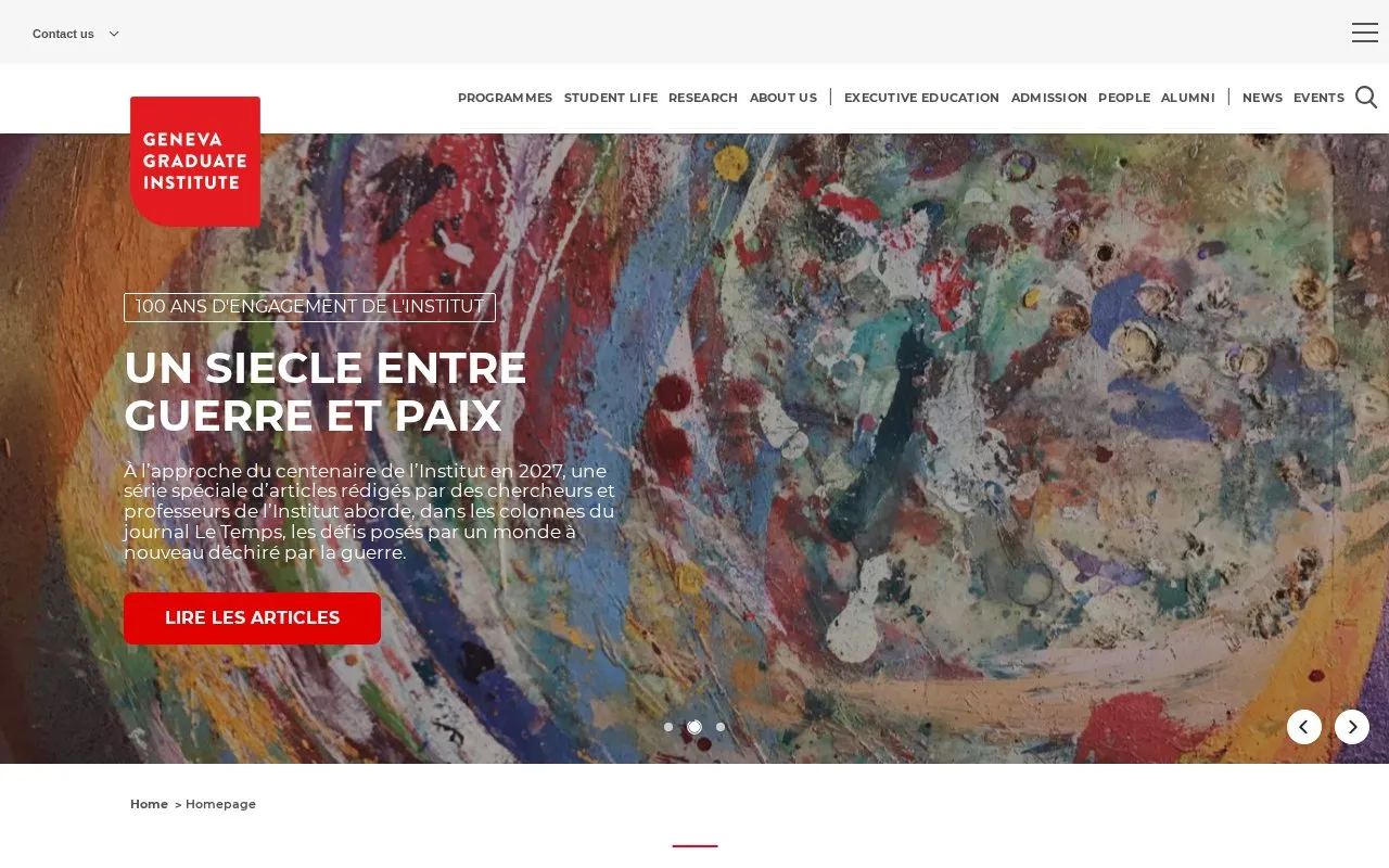 Institut de Hautes Etudes Internationales et du Developpement homepage screenshot