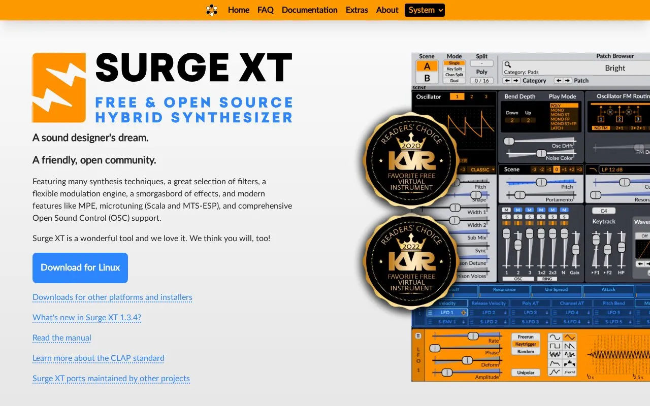 Surge XT homepage screenshot