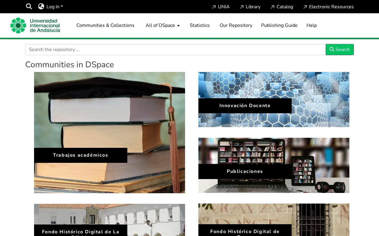 Repositorio Abierto de la Universidad Internacional de Andalucía homepage screenshot