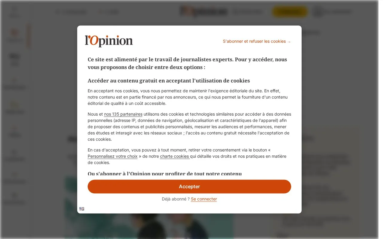 l'Opinion homepage screenshot
