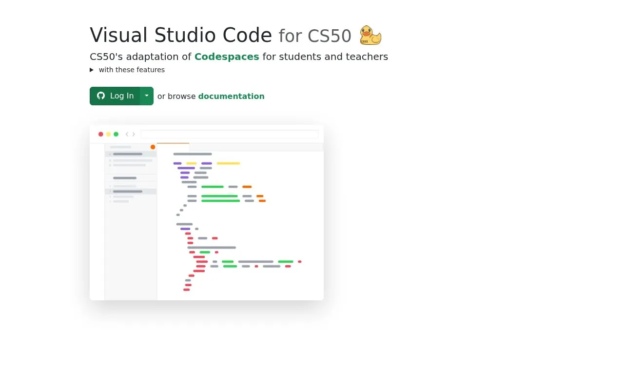 Cs50 homepage screenshot