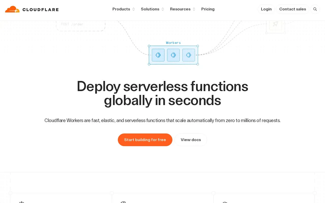 Cloudflare Workers homepage screenshot