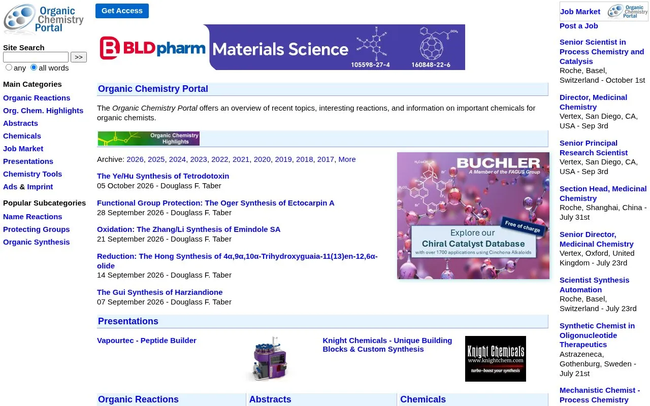 Organic Chemistry homepage screenshot