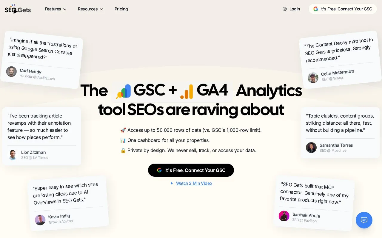 SEO Gets homepage screenshot