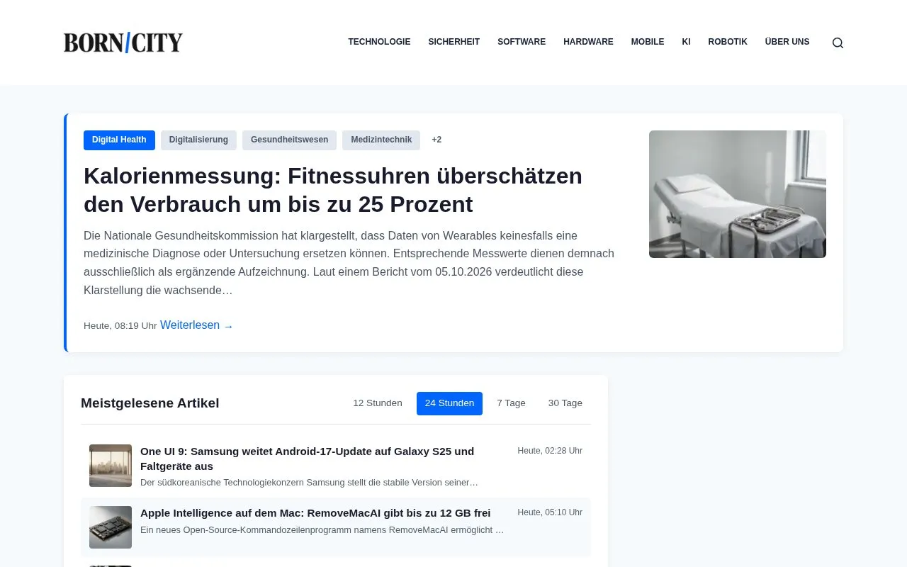 BornCity homepage screenshot