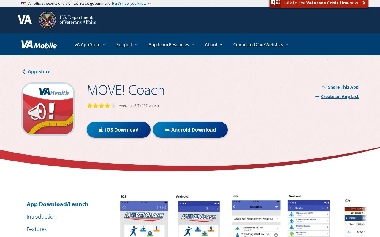 MOVE! Coach homepage screenshot