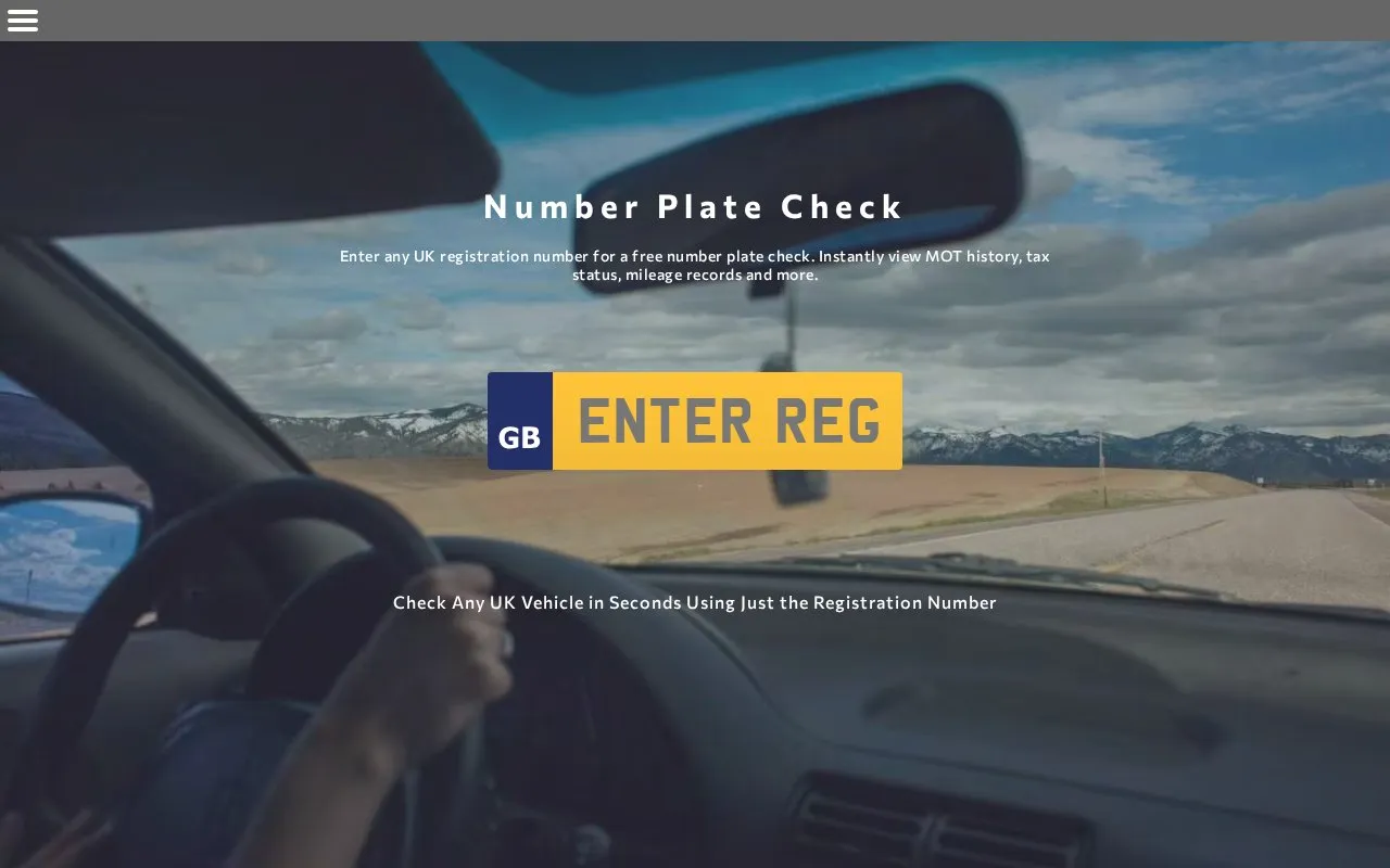 Number Plate Check homepage screenshot