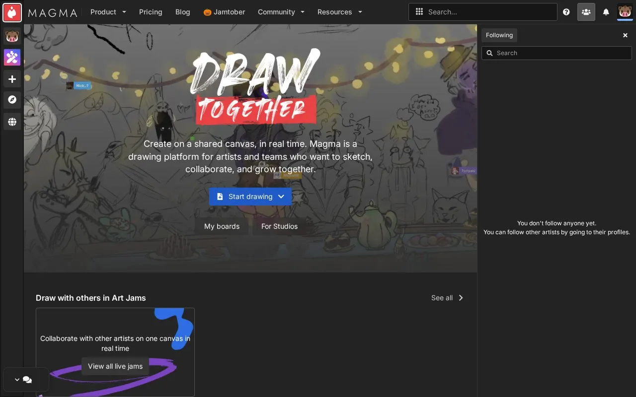 Magma homepage screenshot