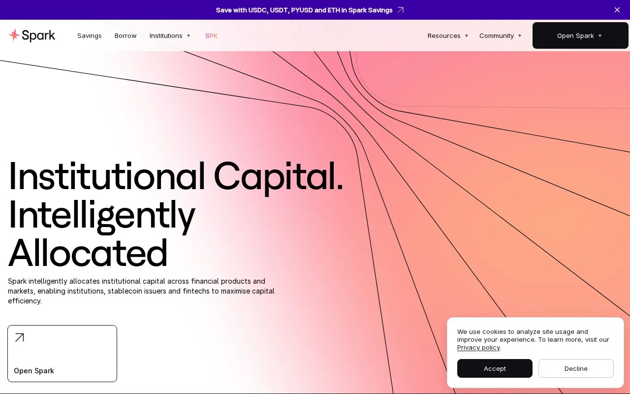 SparkLend homepage screenshot