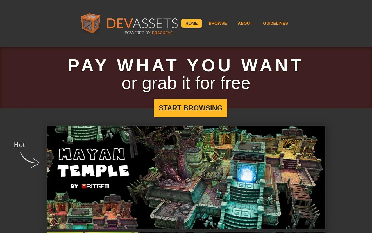 Dev Assets homepage screenshot