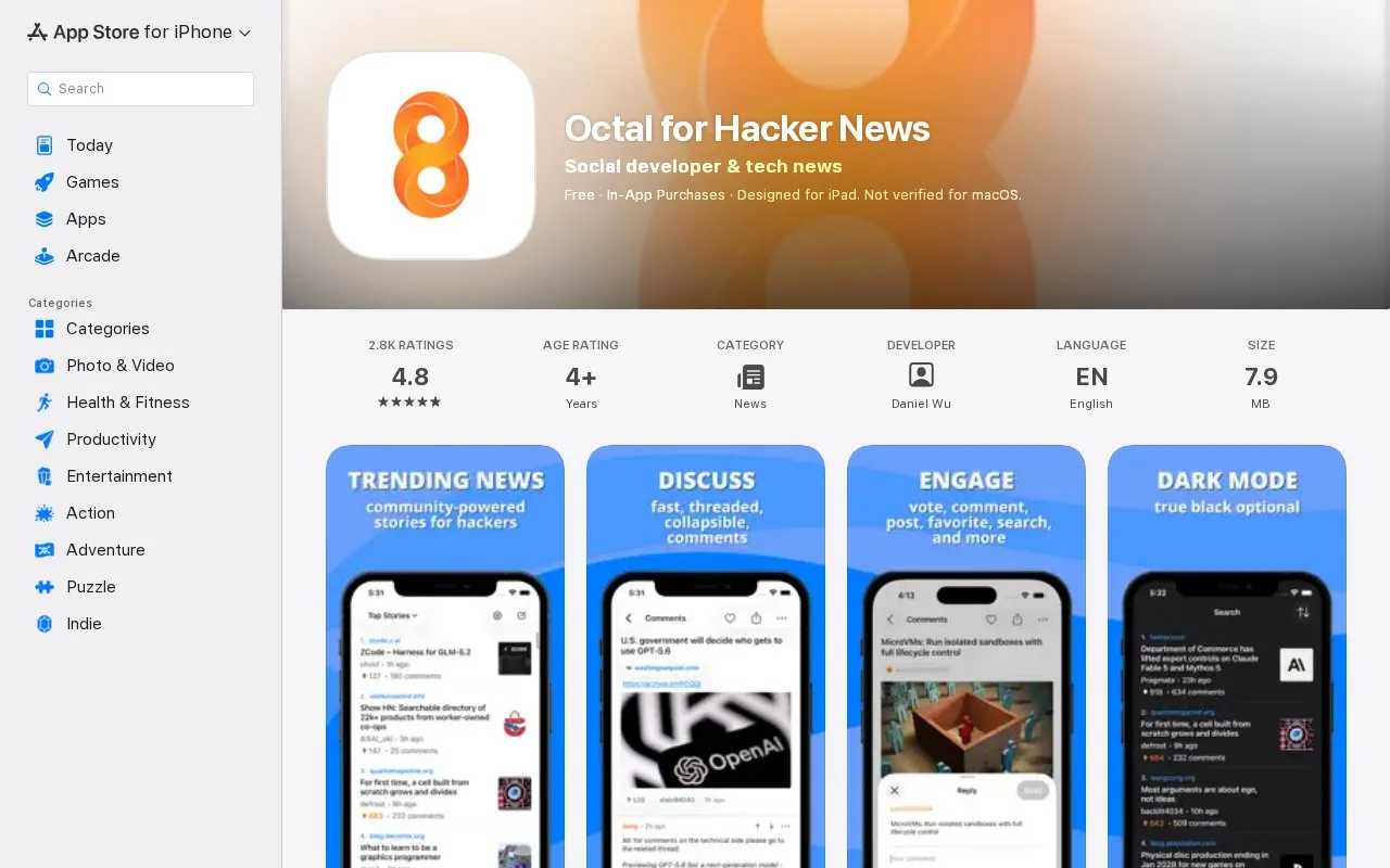 Octal homepage screenshot