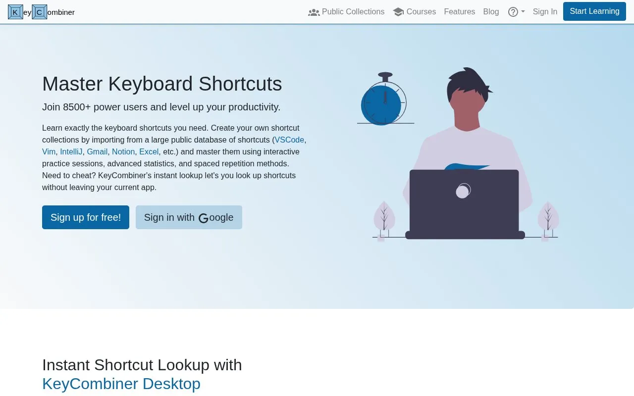 KeyCombiner homepage screenshot