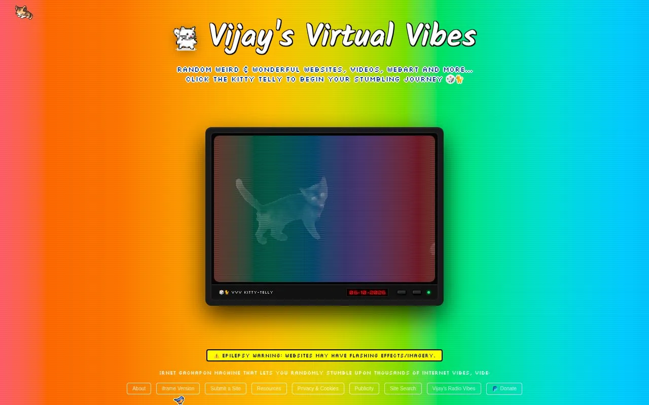 Vijay's Virtual Vibes homepage screenshot