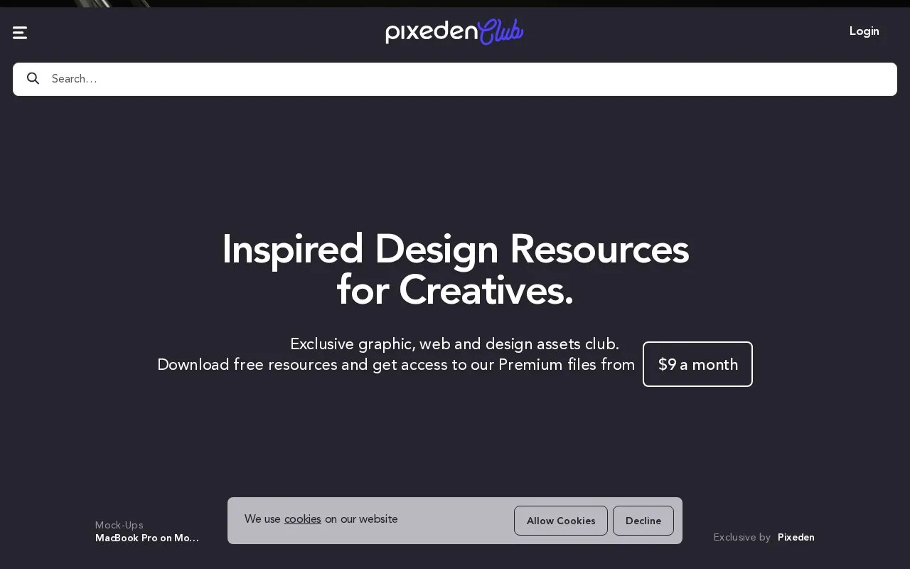 Pixeden homepage screenshot